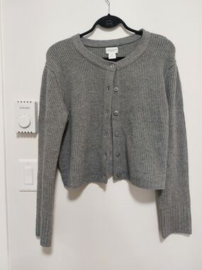 Song of Style Gray Ribbed Button-Front Cardigan